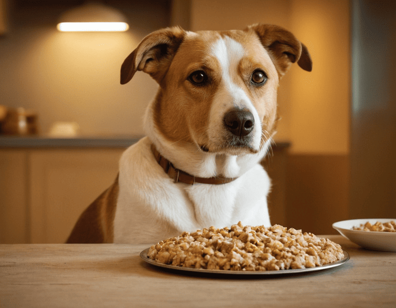 cane anziano che mangia