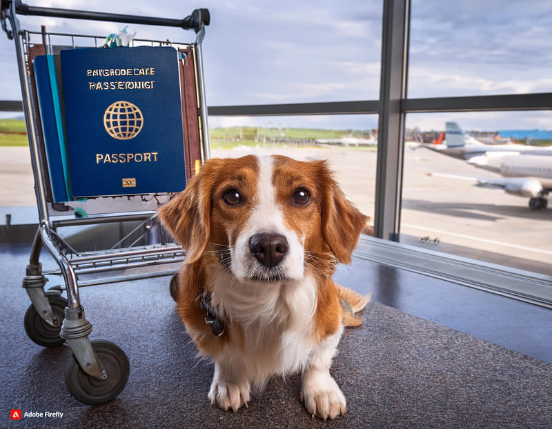 Firefly cane in aeroporto con un trolley vicino, si vedono in background sfocati dei documenti simil